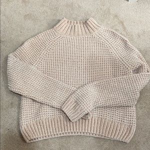 Divided Turtle Neck Tan Sweater